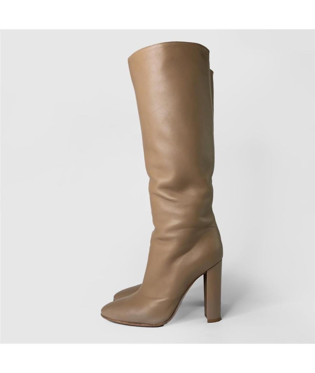 GIANVITO ROSSI Бежевые кожаные сапоги, фото 5