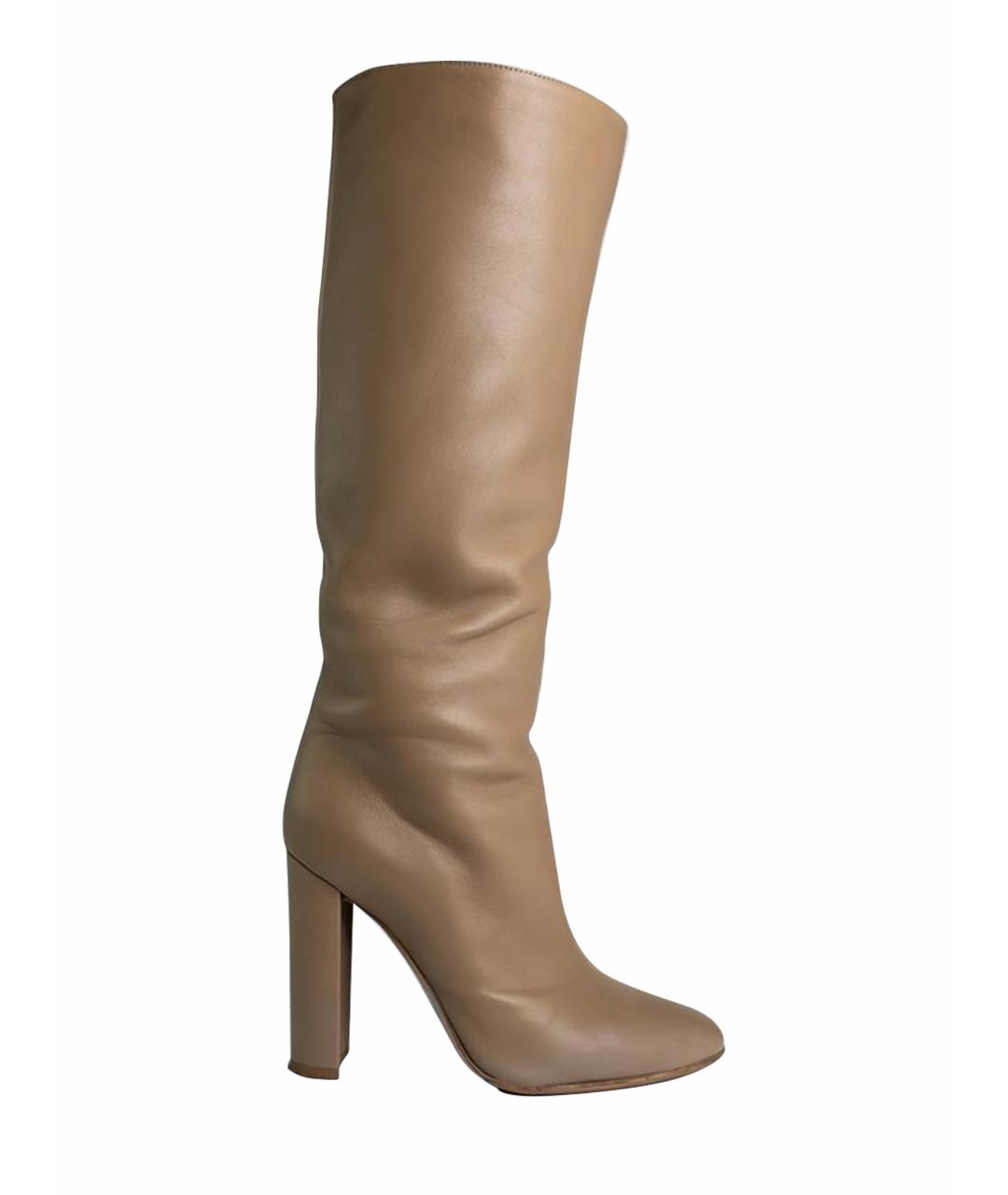 GIANVITO ROSSI Бежевые кожаные сапоги, фото 1