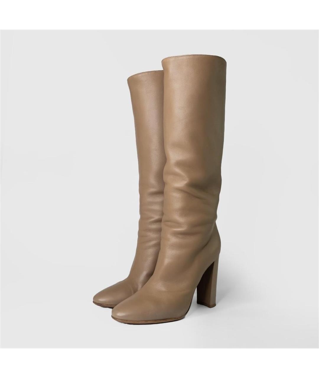 GIANVITO ROSSI Бежевые кожаные сапоги, фото 2