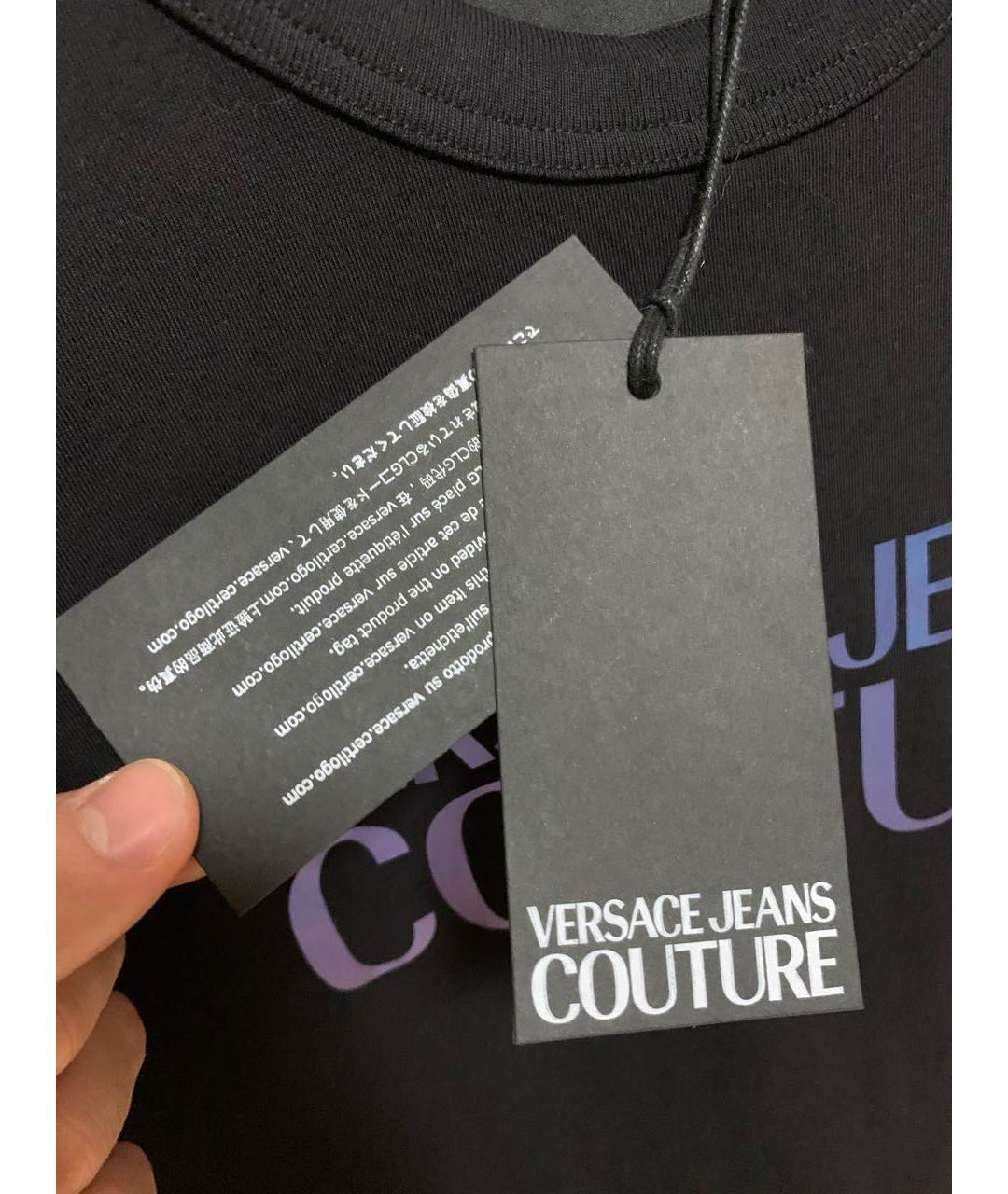 VERSACE JEANS COUTURE Черная хлопковая футболка, фото 6