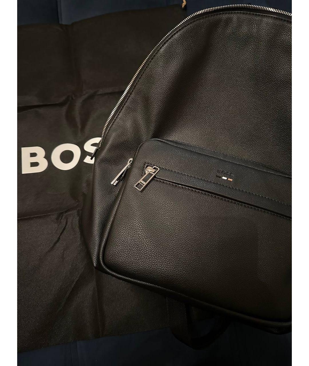 HUGO BOSS Черный рюкзак из искусственной кожи, фото 4