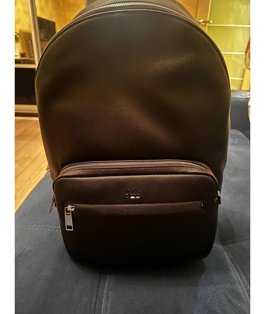 HUGO BOSS Черный рюкзак из искусственной кожи, фото 2