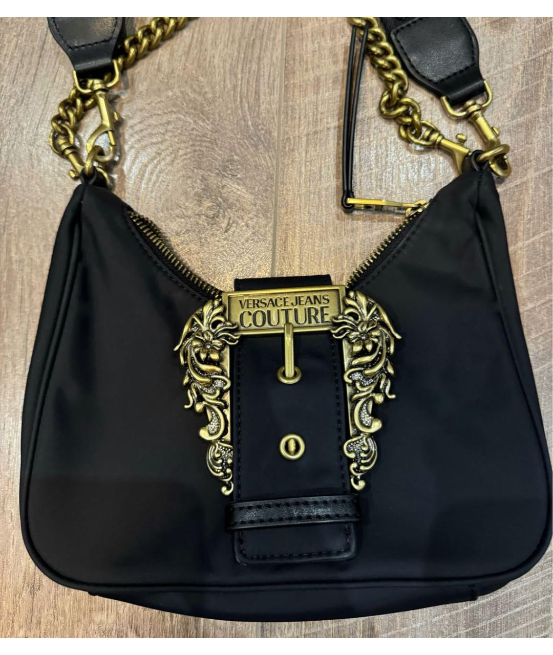 VERSACE JEANS COUTURE Черная тканевая сумка с короткими ручками, фото 3