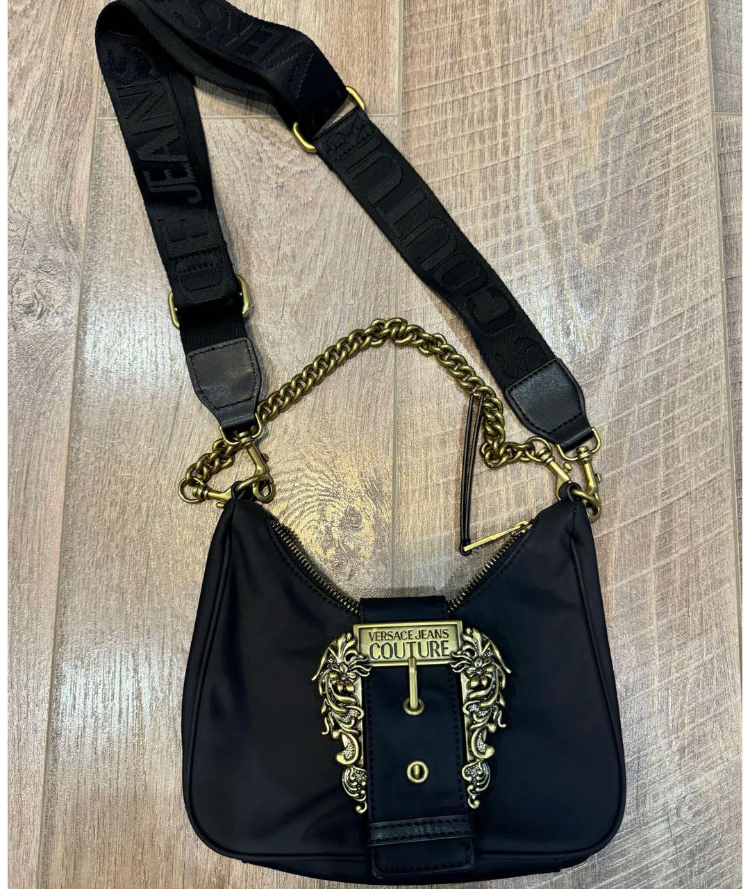 VERSACE JEANS COUTURE Черная тканевая сумка с короткими ручками, фото 2