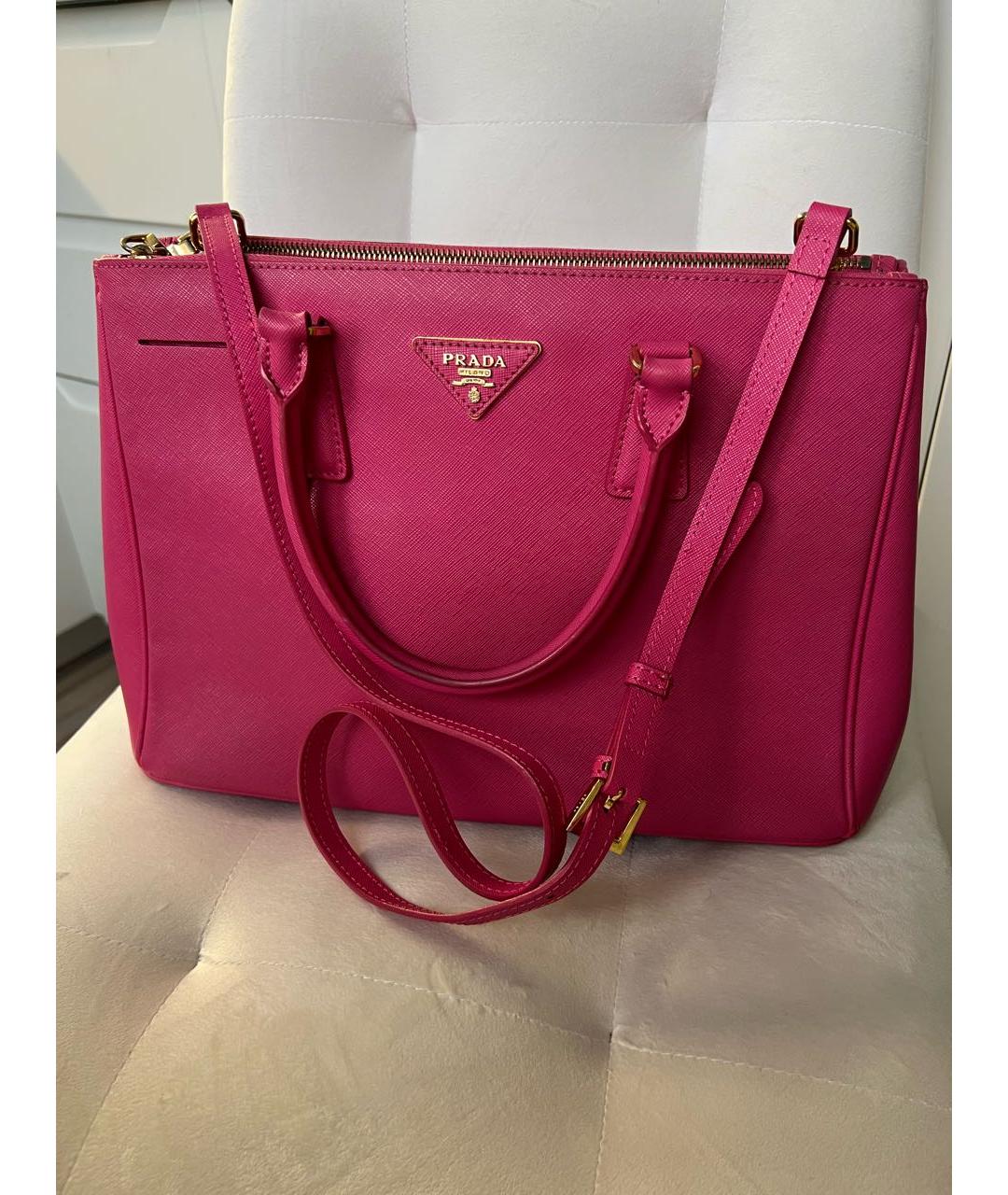 PRADA Розовая кожаная сумка с короткими ручками, фото 9