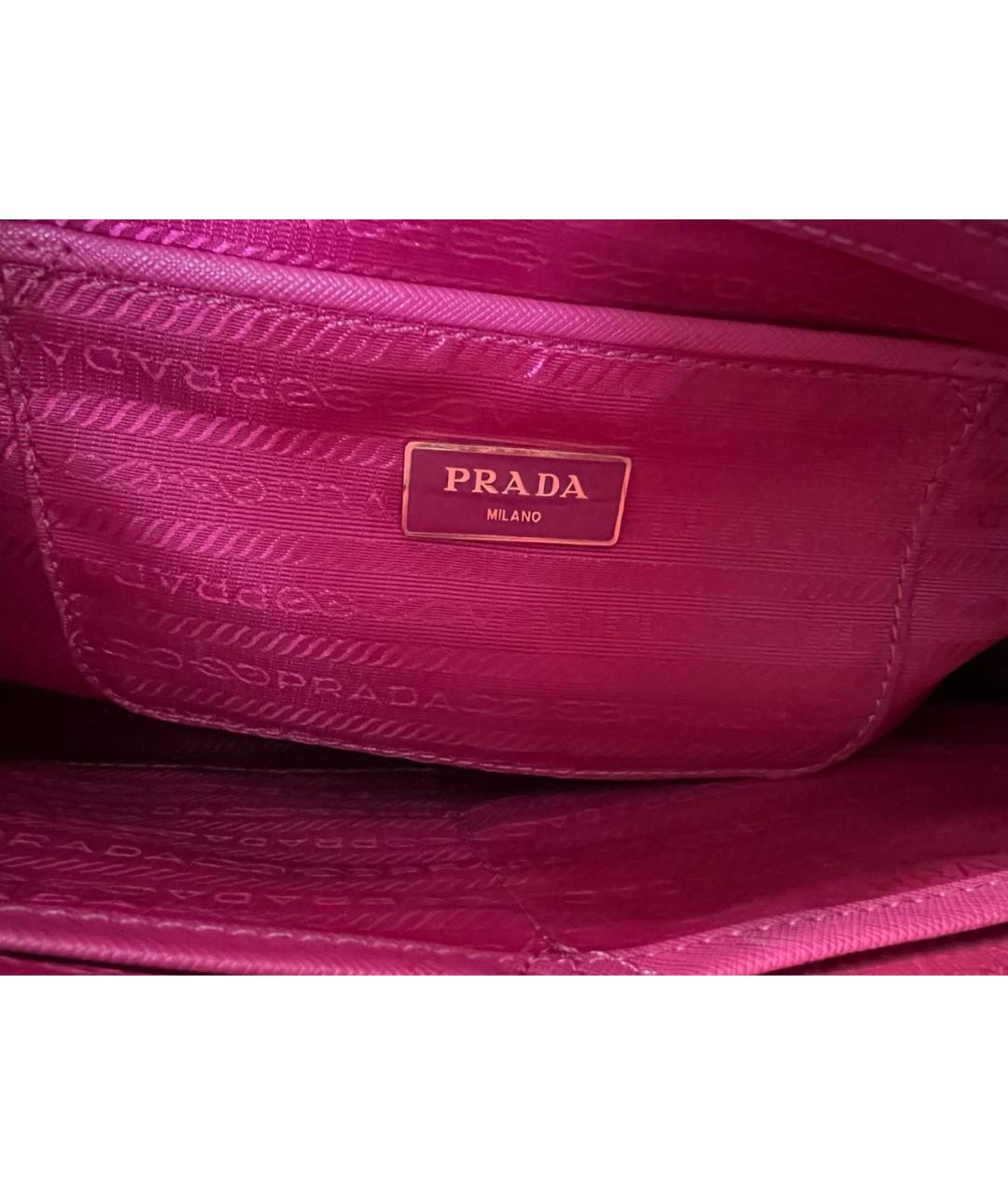 PRADA Розовая кожаная сумка с короткими ручками, фото 4