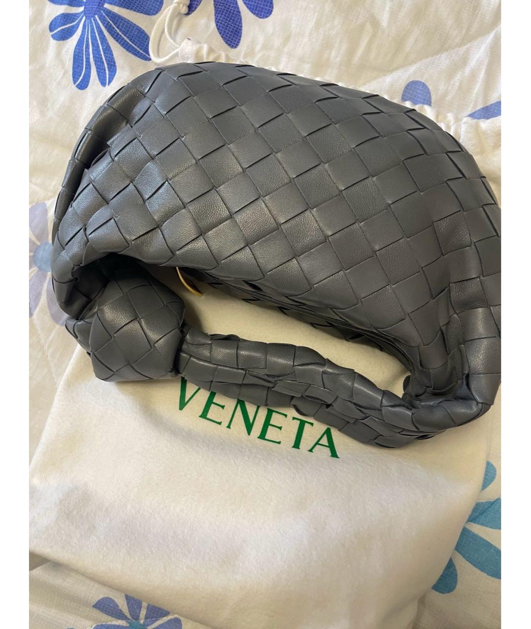 BOTTEGA VENETA Серая кожаная сумка с короткими ручками, фото 2