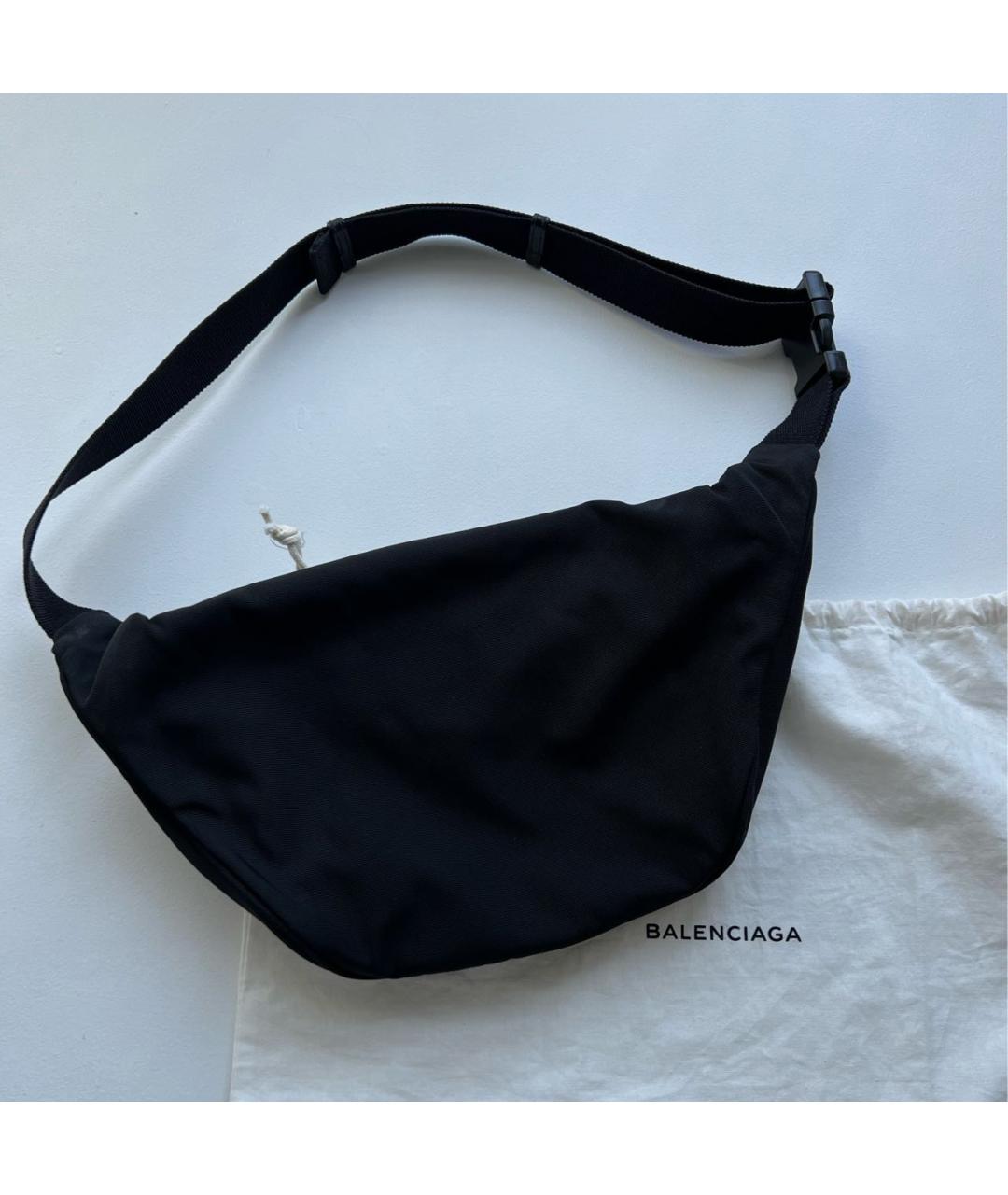 BALENCIAGA Черная тканевая поясная сумка, фото 2