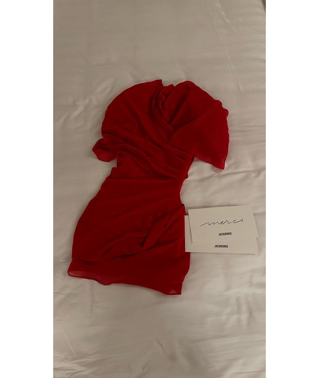 JACQUEMUS Красное полиэстеровое коктейльное платье, фото 5