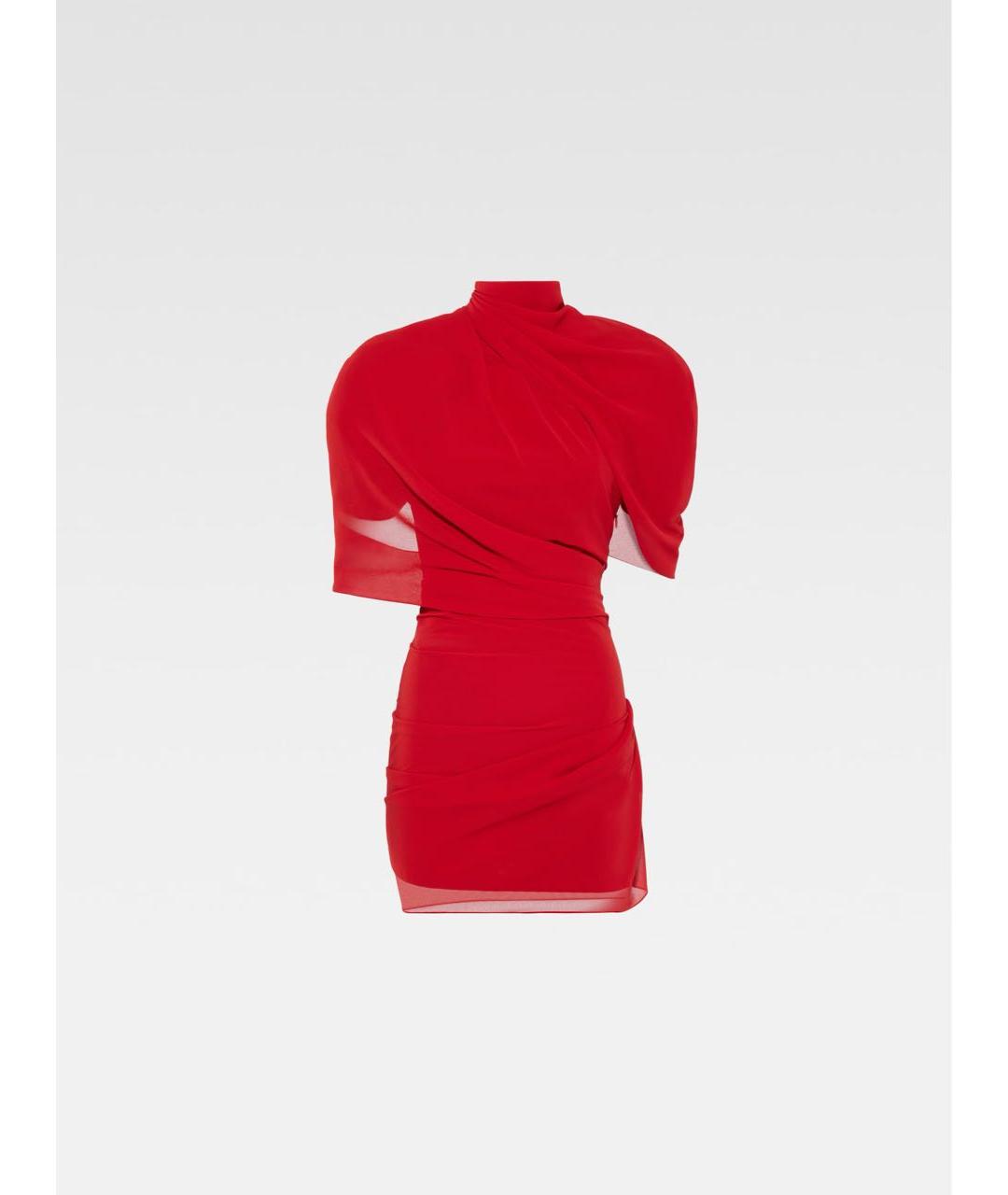 JACQUEMUS Красное полиэстеровое коктейльное платье, фото 7
