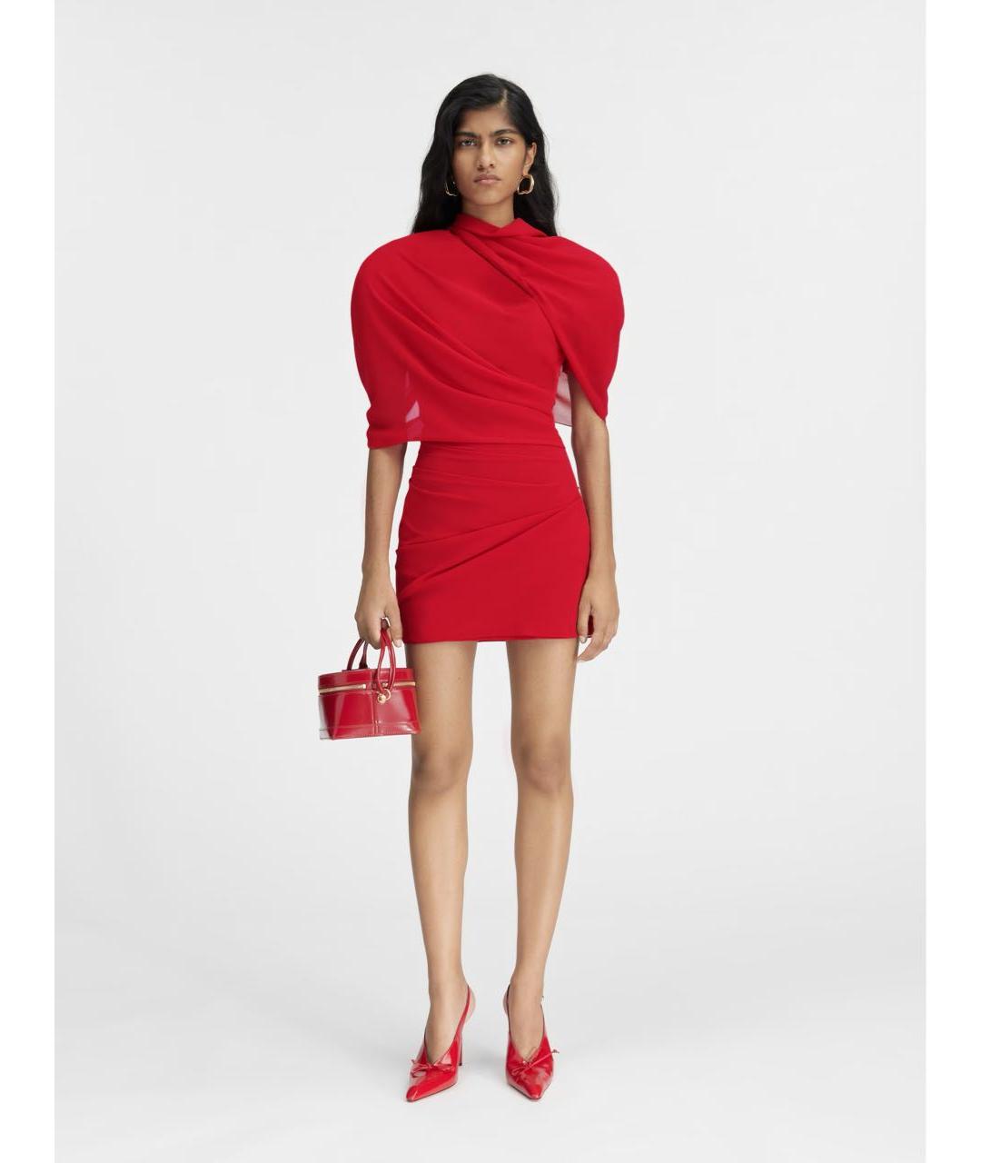 JACQUEMUS Красное полиэстеровое коктейльное платье, фото 3