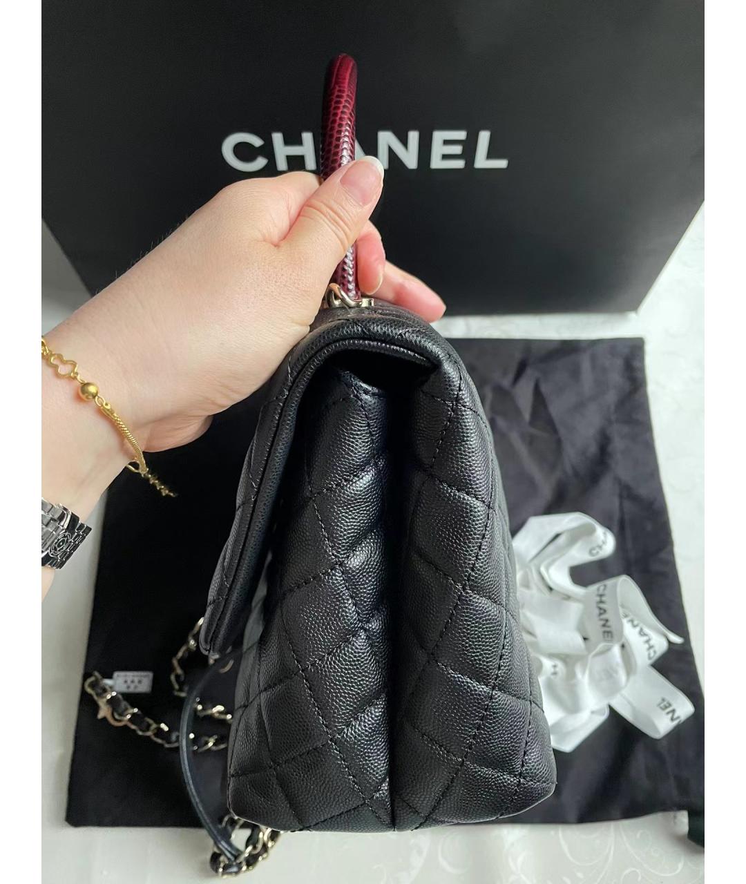 CHANEL PRE-OWNED Черная кожаная сумка через плечо, фото 4