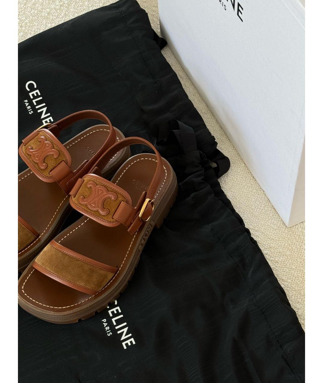CELINE PRE-OWNED Коричневые кожаные сандалии, фото 6