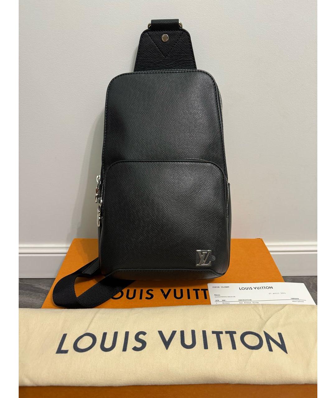 LOUIS VUITTON PRE-OWNED Черная кожаная сумка на плечо, фото 9