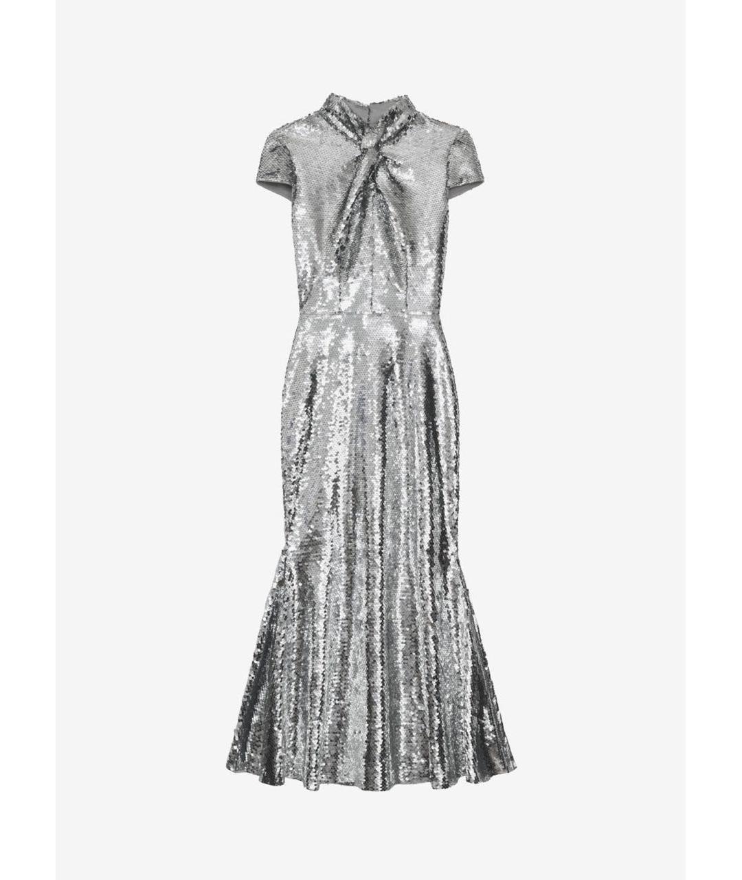 SELF-PORTRAIT Серебряное полиэстеровое вечернее платье, фото 5