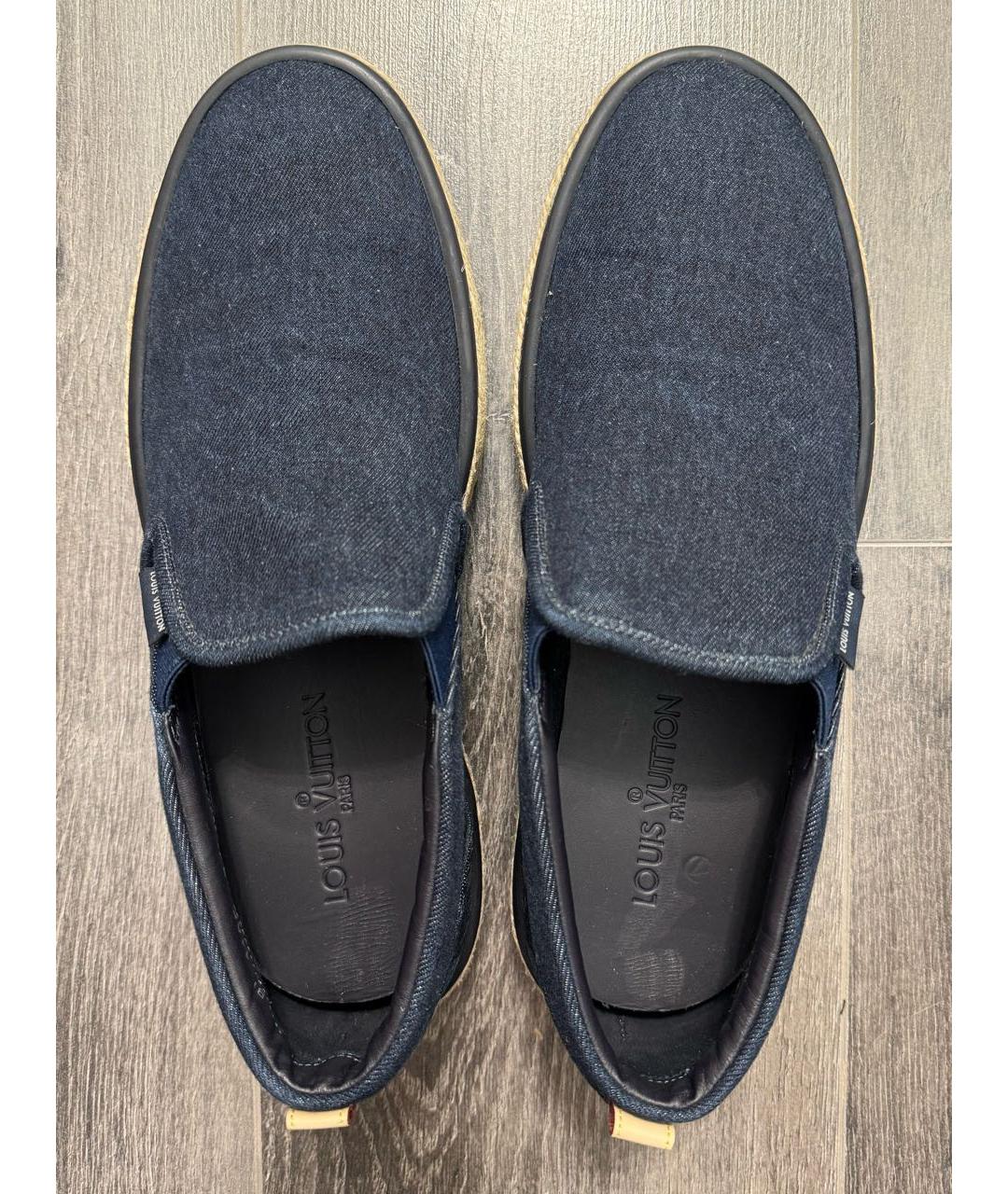 LOUIS VUITTON Темно-синие текстильные слипоны, фото 3
