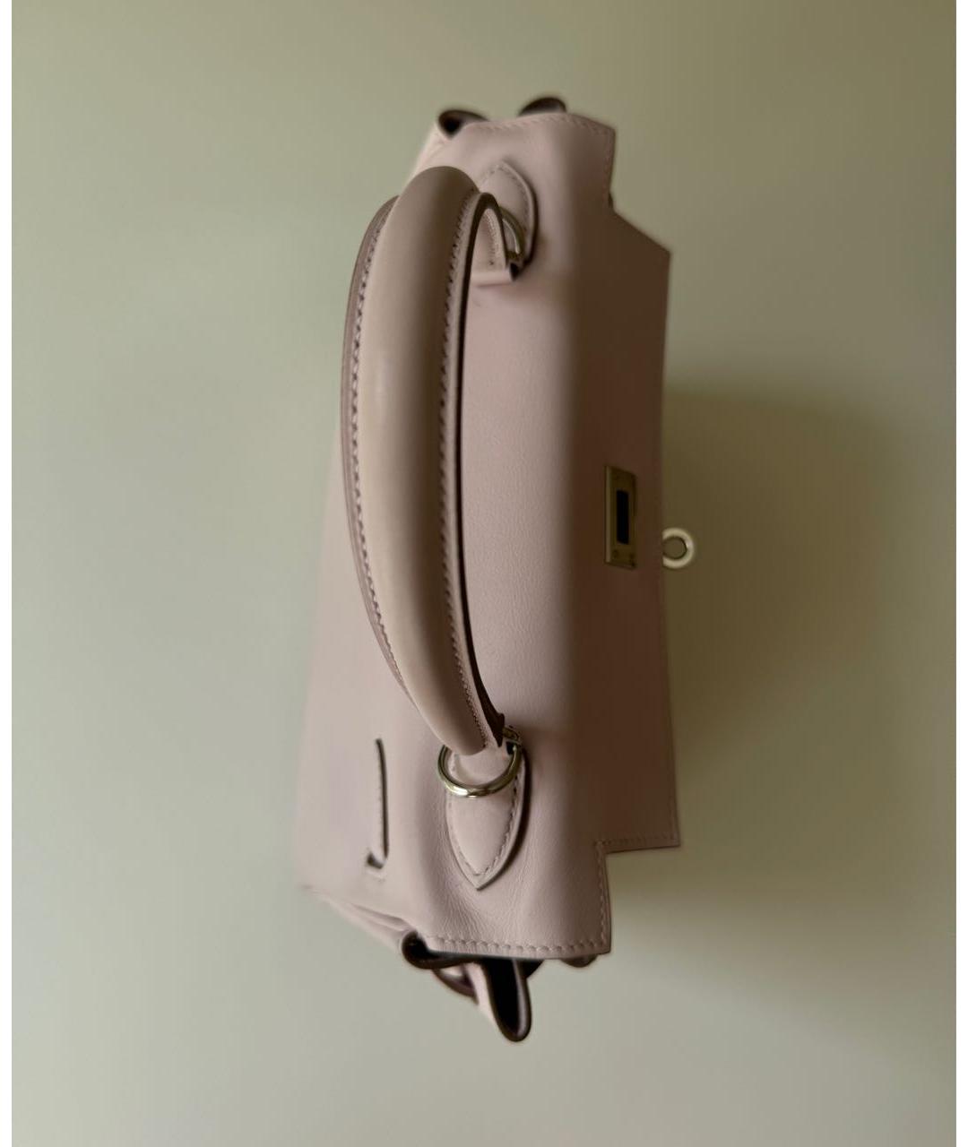 HERMES Розовая кожаная сумка с короткими ручками, фото 6