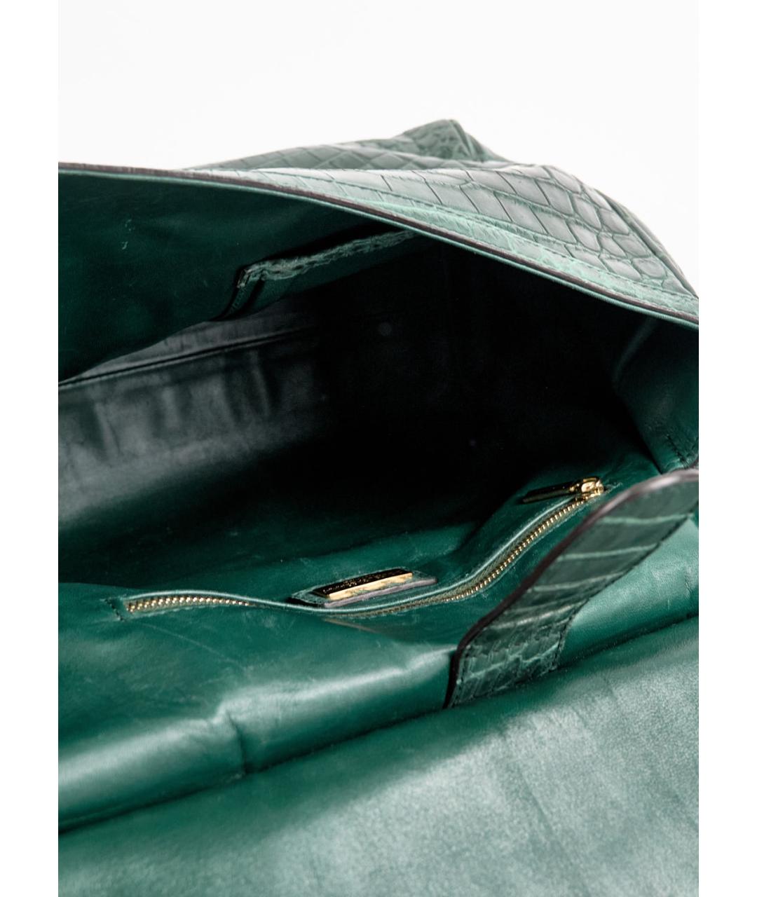 DOLCE&GABBANA Зеленая кожаная сумка с короткими ручками, фото 4