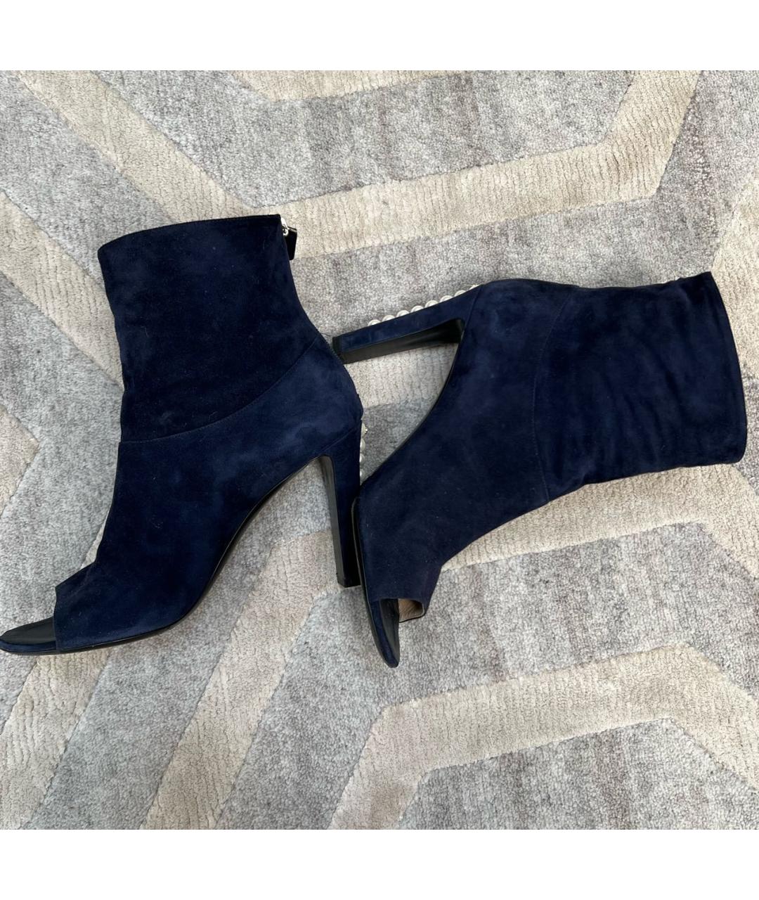 CHANEL PRE-OWNED Темно-синие замшевые ботинки, фото 5