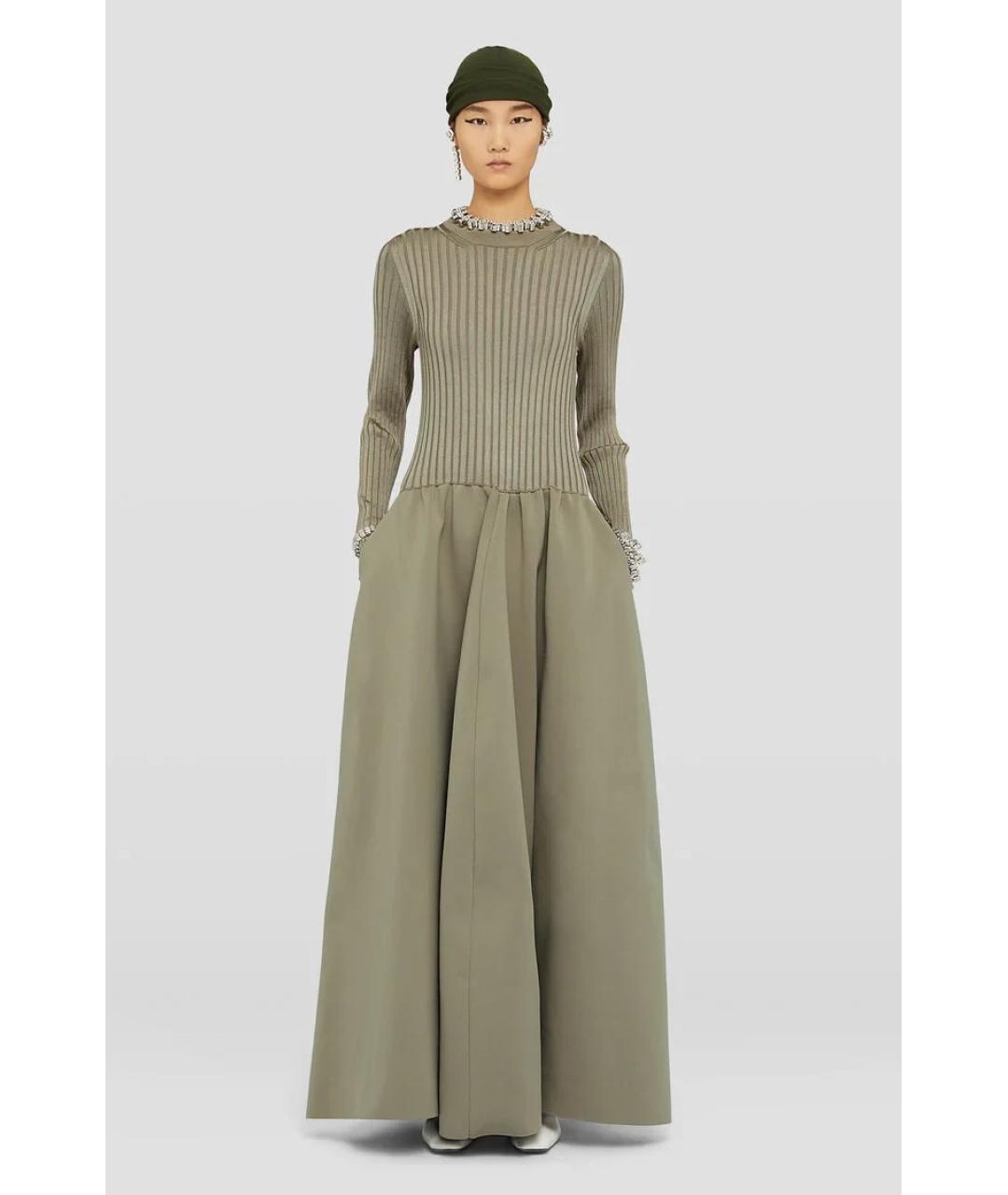 JIL SANDER Хаки вискозное платье, фото 5