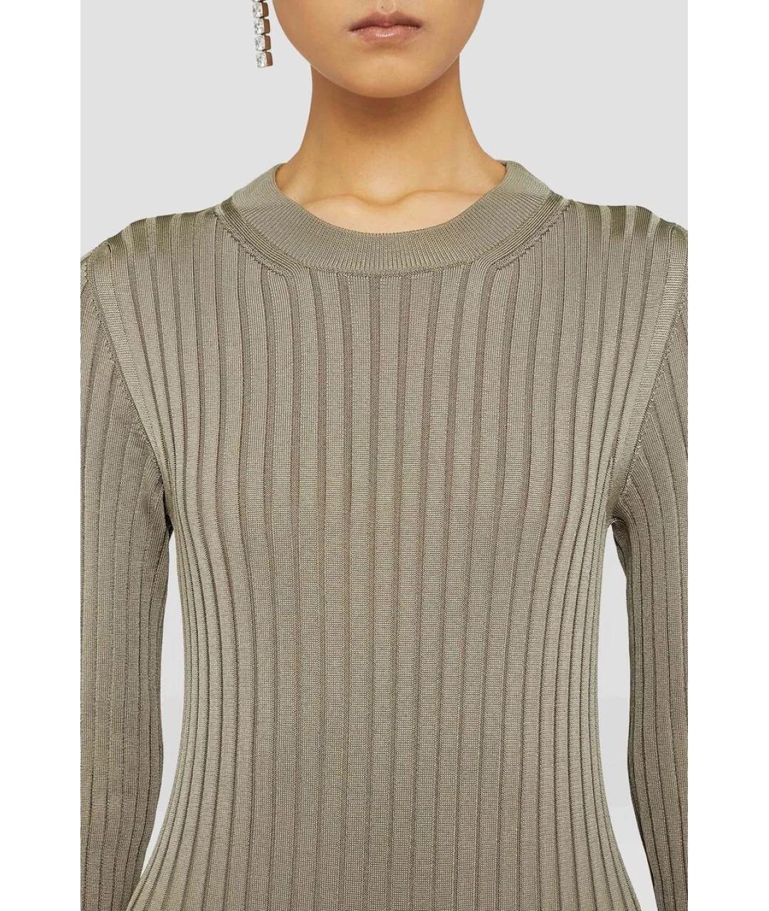 JIL SANDER Хаки вискозное платье, фото 4