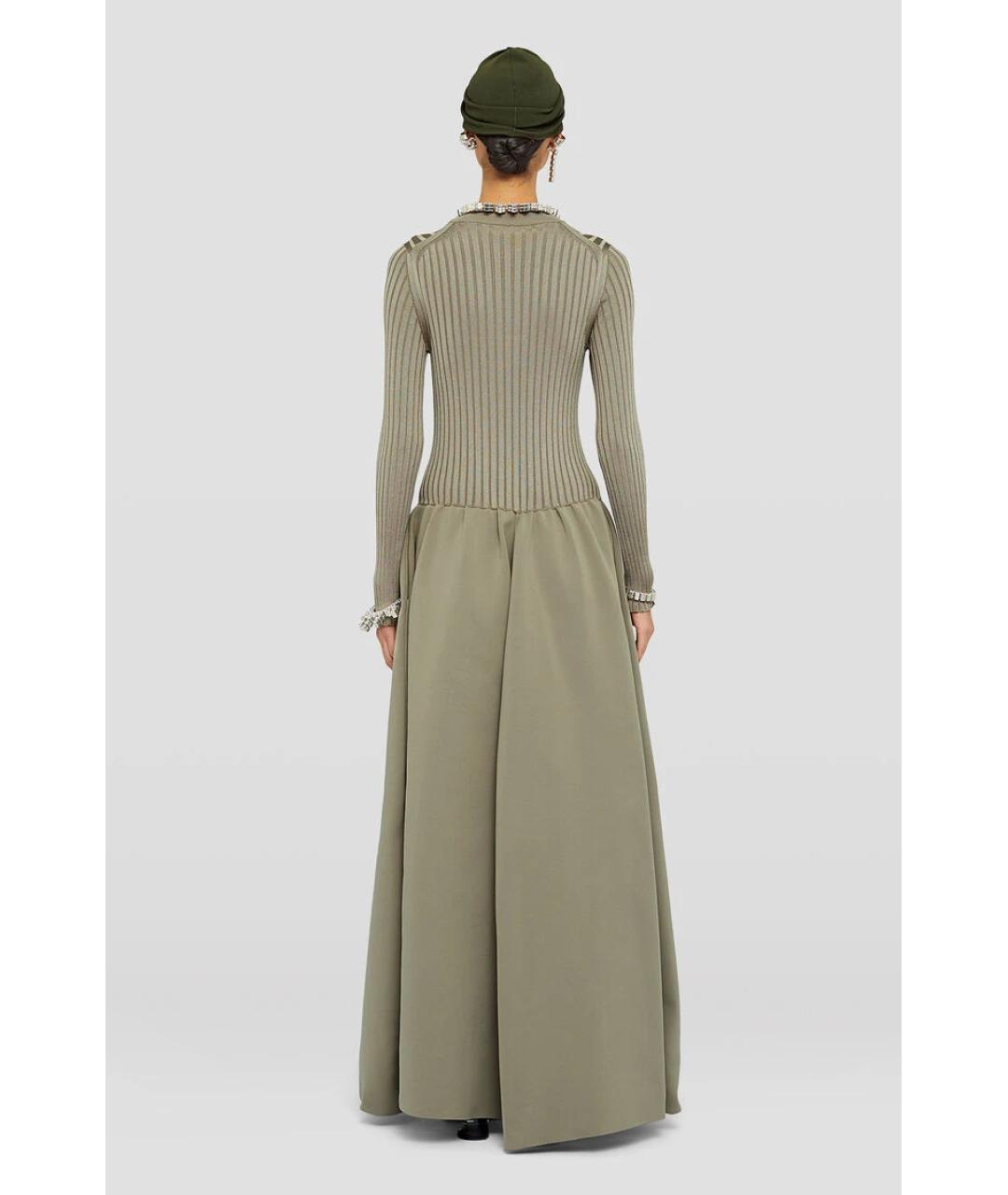JIL SANDER Хаки вискозное платье, фото 6