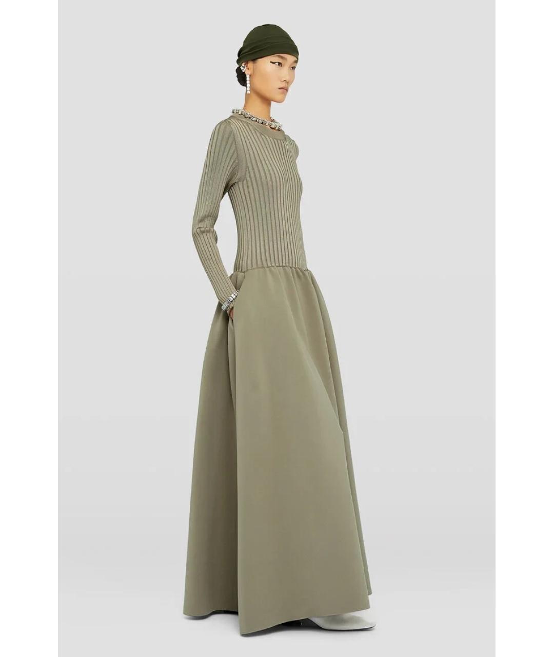 JIL SANDER Хаки вискозное платье, фото 2
