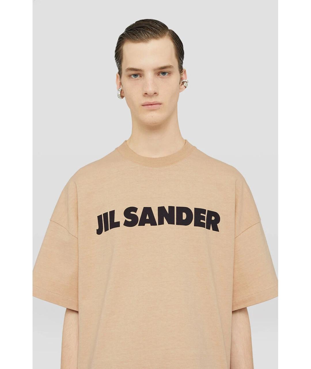 JIL SANDER Бежевая хлопковая футболка, фото 3