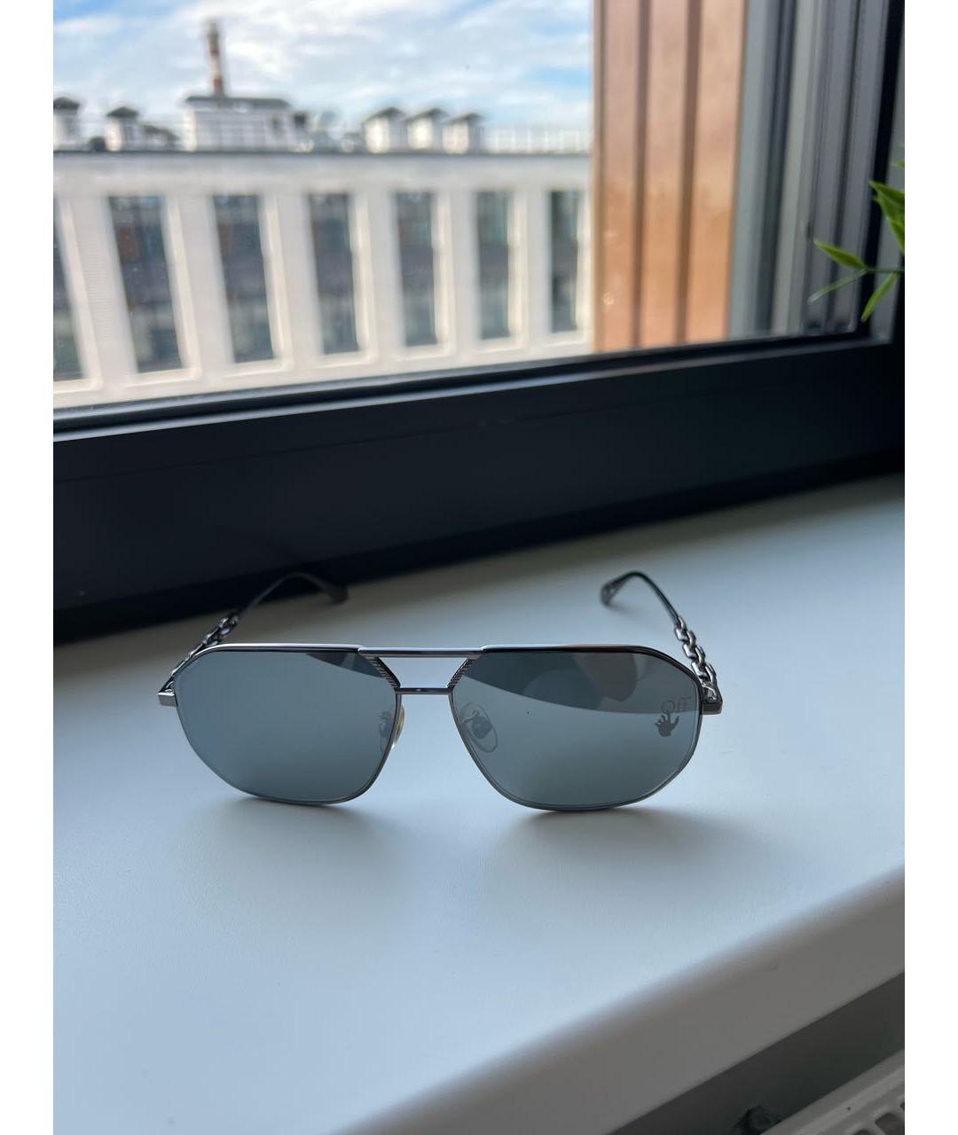 OFF-WHITE Черные металлические солнцезащитные очки, фото 6