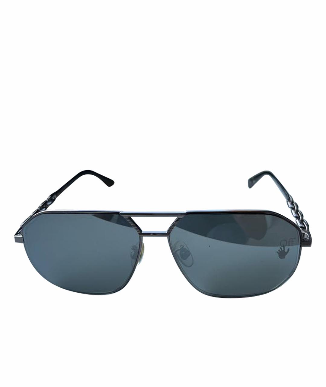 OFF-WHITE Черные металлические солнцезащитные очки, фото 1