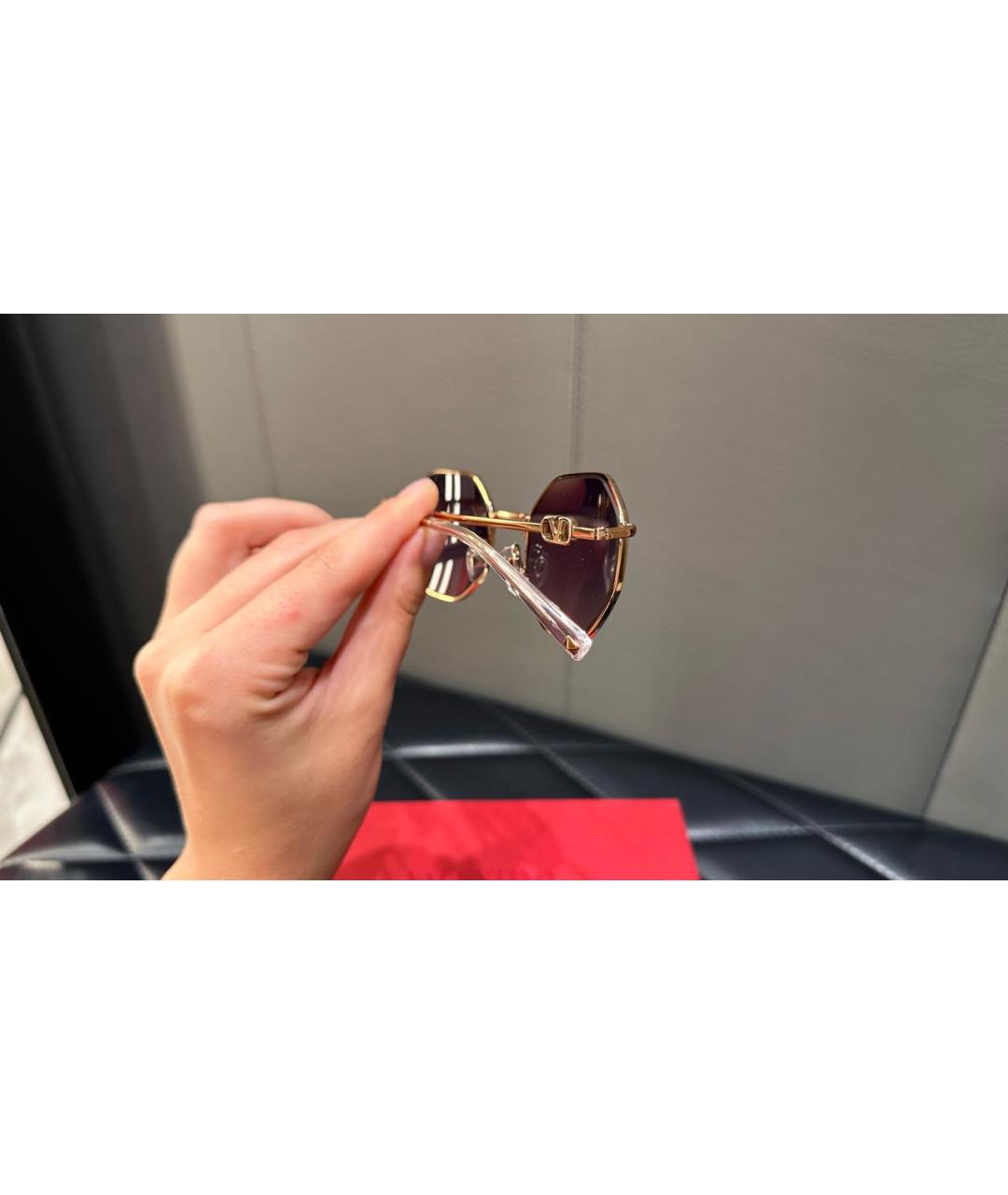VALENTINO Розовые металлические солнцезащитные очки, фото 2