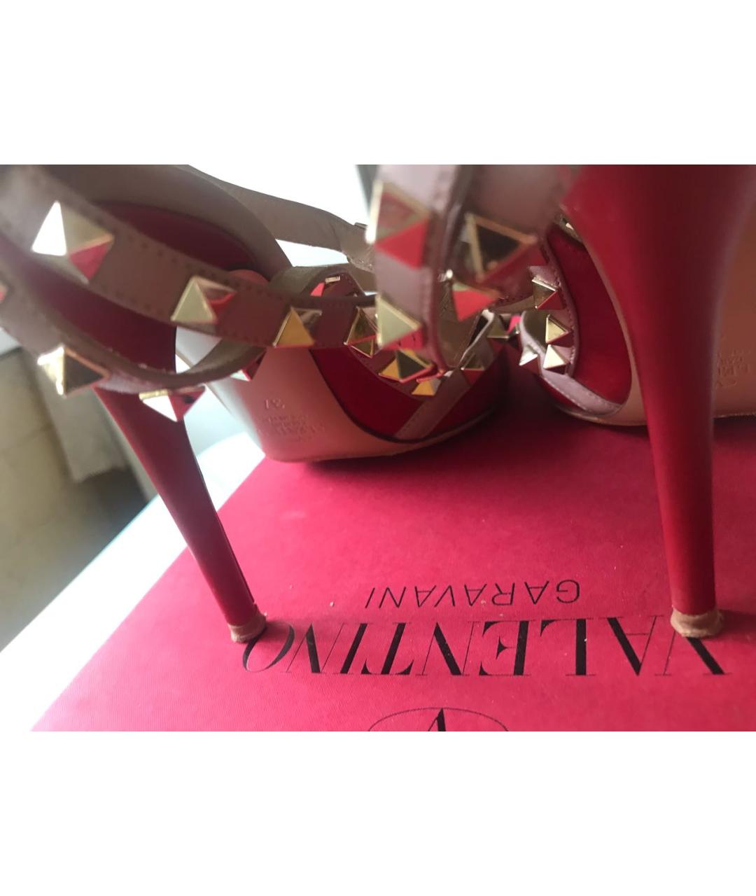 VALENTINO Бордовые кожаные босоножки, фото 5