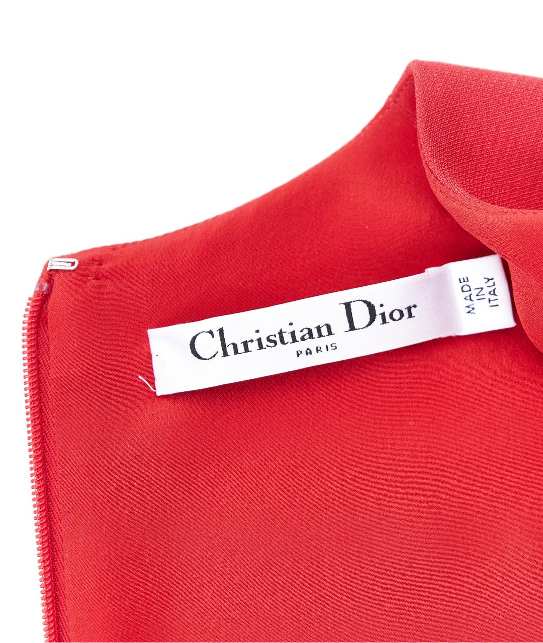 CHRISTIAN DIOR Красное шерстяное коктейльное платье, фото 4