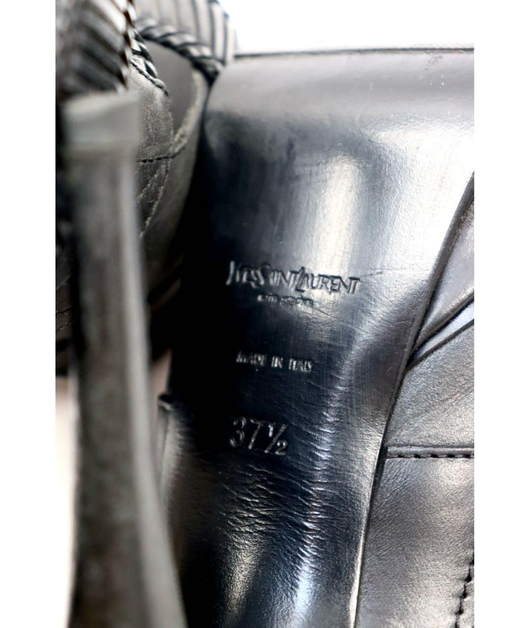 SAINT LAURENT Черные кожаные босоножки, фото 4