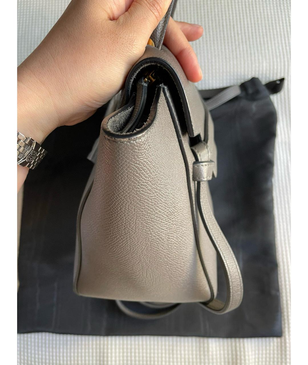 CELINE PRE-OWNED Серая кожаная сумка с короткими ручками, фото 5
