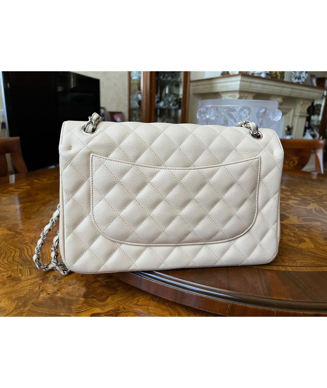 CHANEL PRE-OWNED Бежевая кожаная сумка через плечо, фото 3