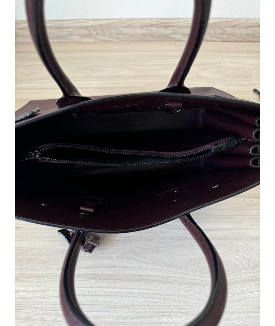 SAINT LAURENT Бордовая кожаная сумка с короткими ручками, фото 8