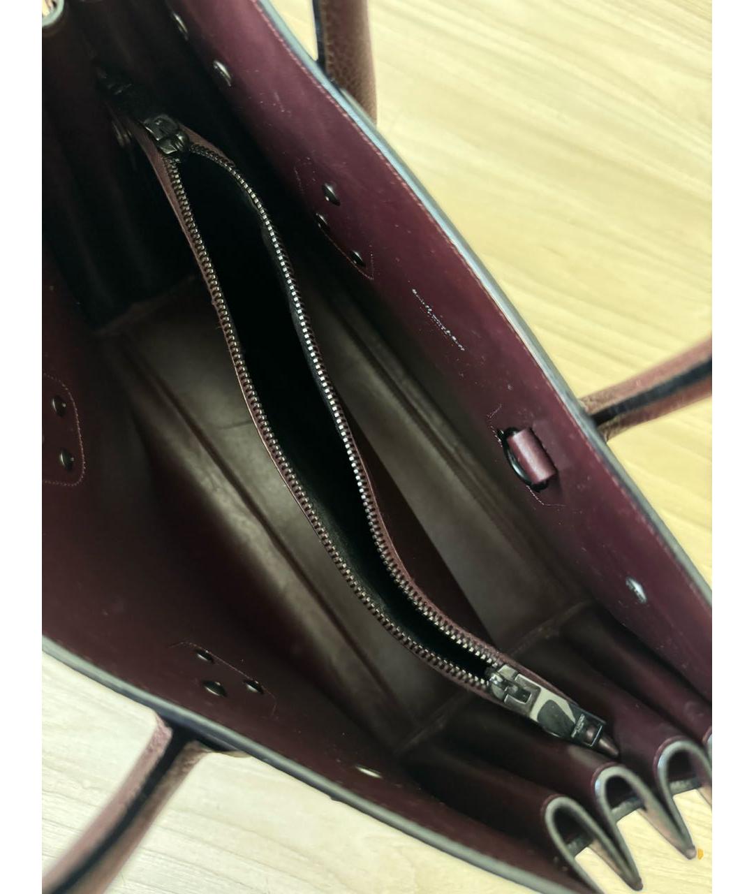 SAINT LAURENT Бордовая кожаная сумка с короткими ручками, фото 7