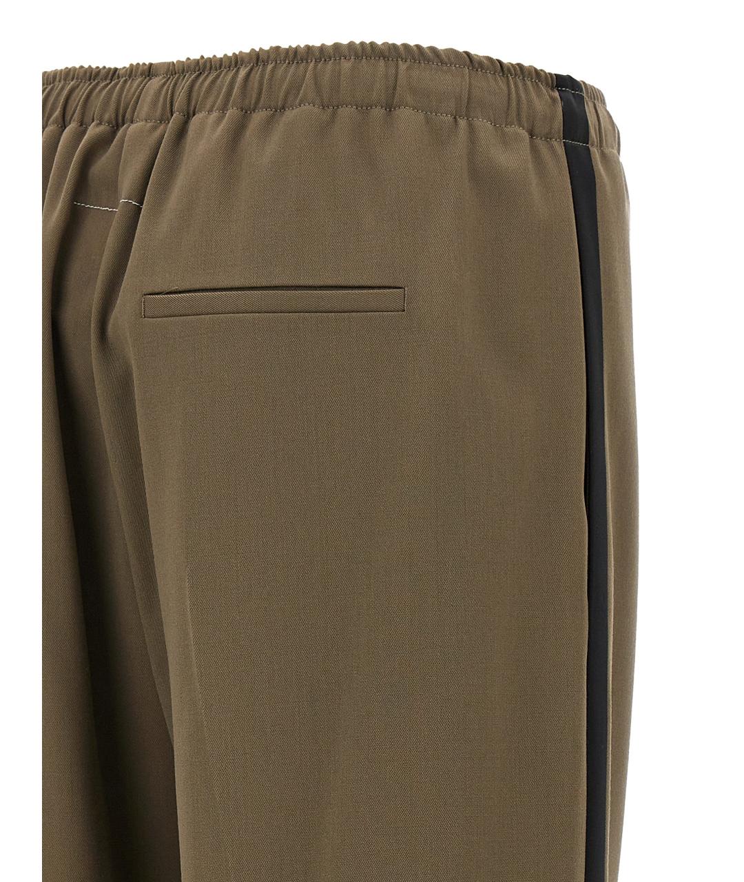 MAISON MARGIELA Зеленые полиэстеровые прямые брюки, фото 5