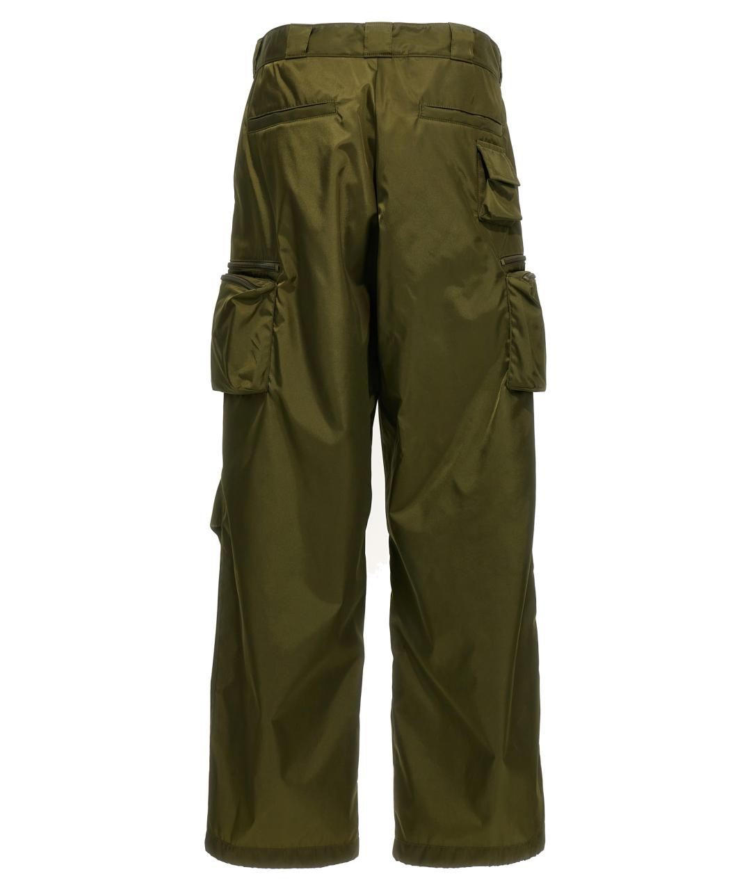 PRADA Зеленые полиамидовые повседневные брюки, фото 2