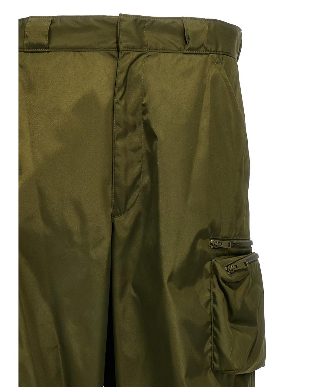 PRADA Зеленые полиамидовые повседневные брюки, фото 3