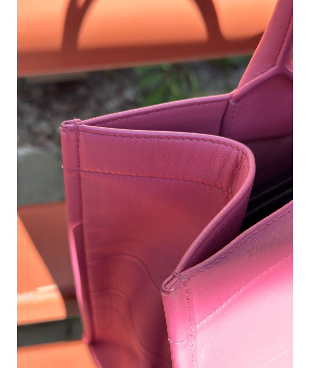 CHRISTIAN DIOR Розовая кожаная сумка тоут, фото 6