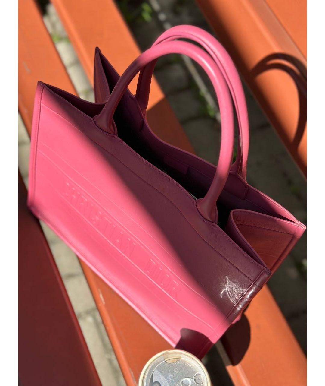 CHRISTIAN DIOR Розовая кожаная сумка тоут, фото 3