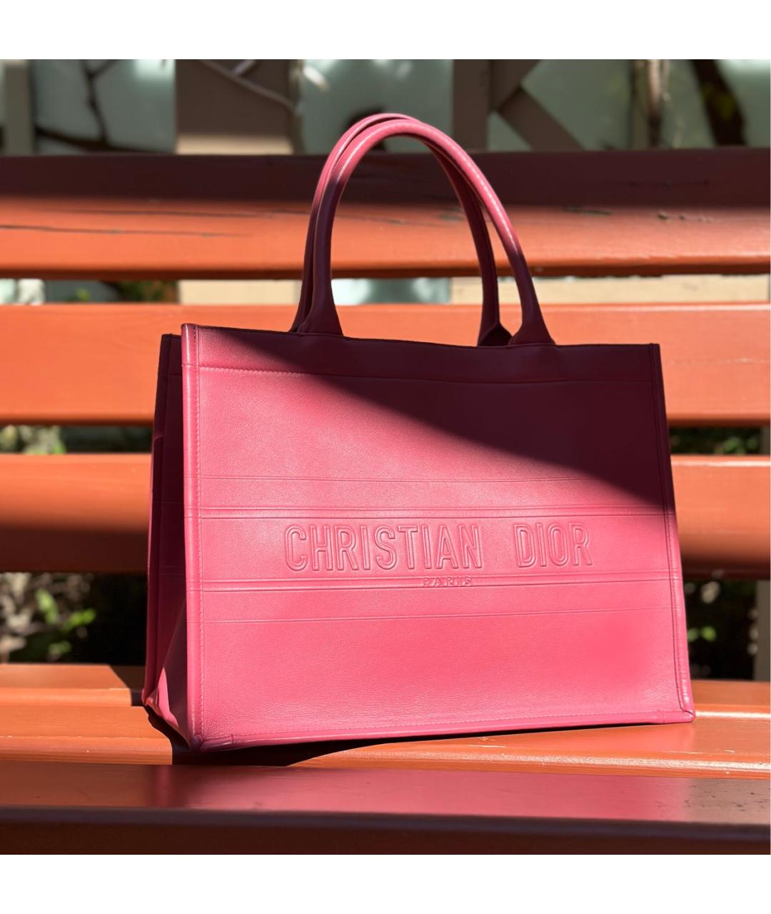 CHRISTIAN DIOR Розовая кожаная сумка тоут, фото 2