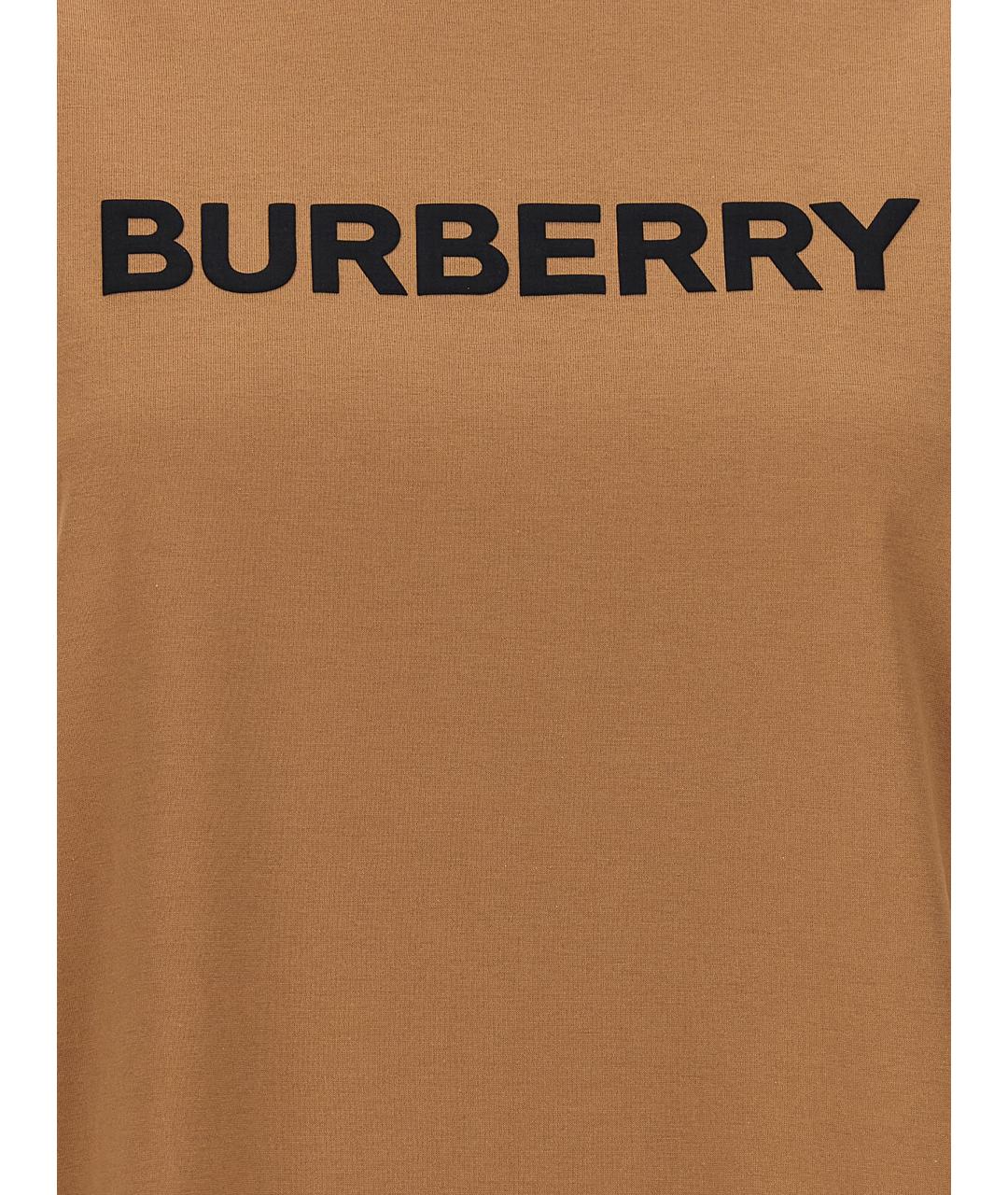 BURBERRY Бежевая хлопковая футболка, фото 4