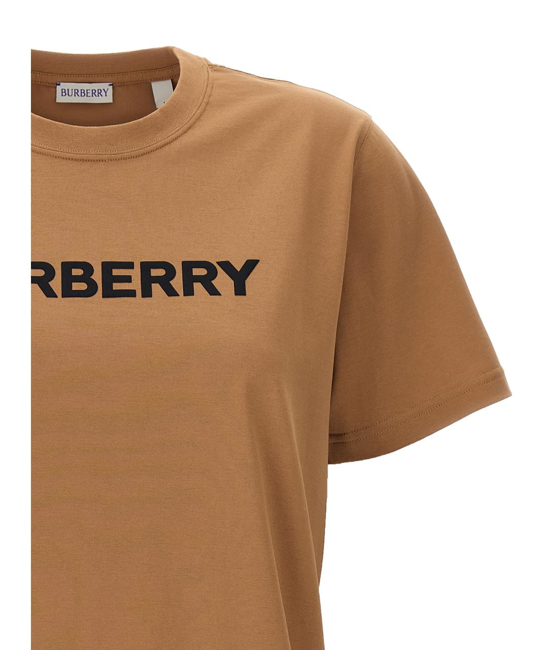 BURBERRY Бежевая хлопковая футболка, фото 3