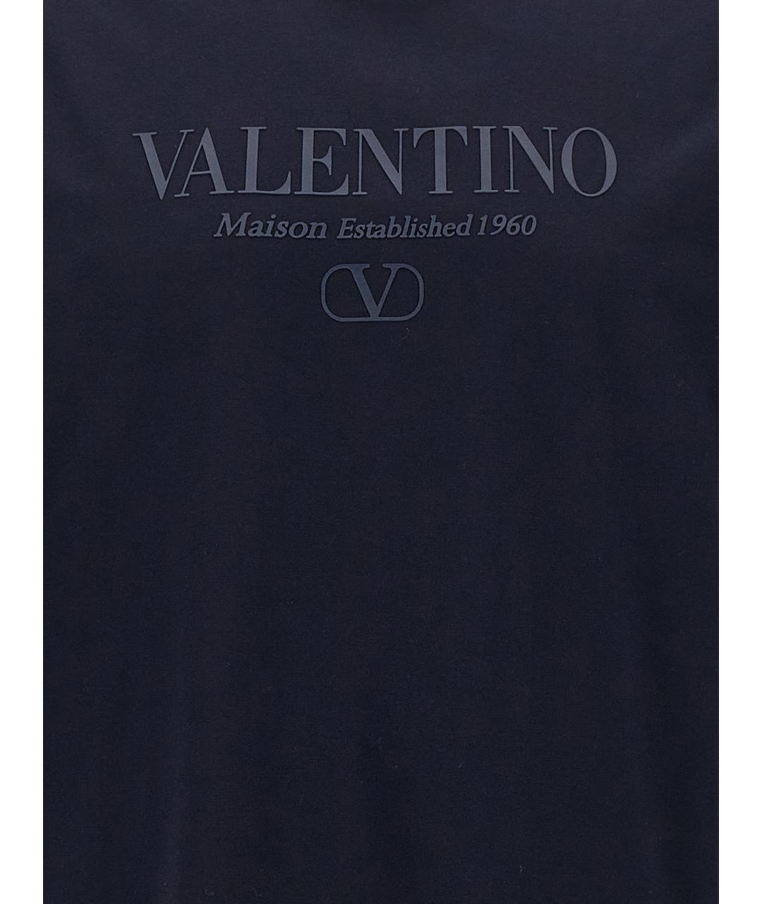 VALENTINO Темно-синяя хлопковая футболка, фото 4