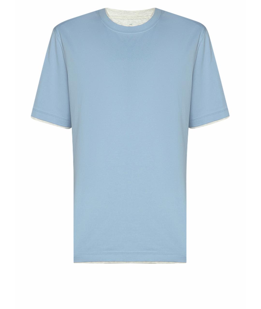 BRUNELLO CUCINELLI Голубая хлопковая футболка, фото 1