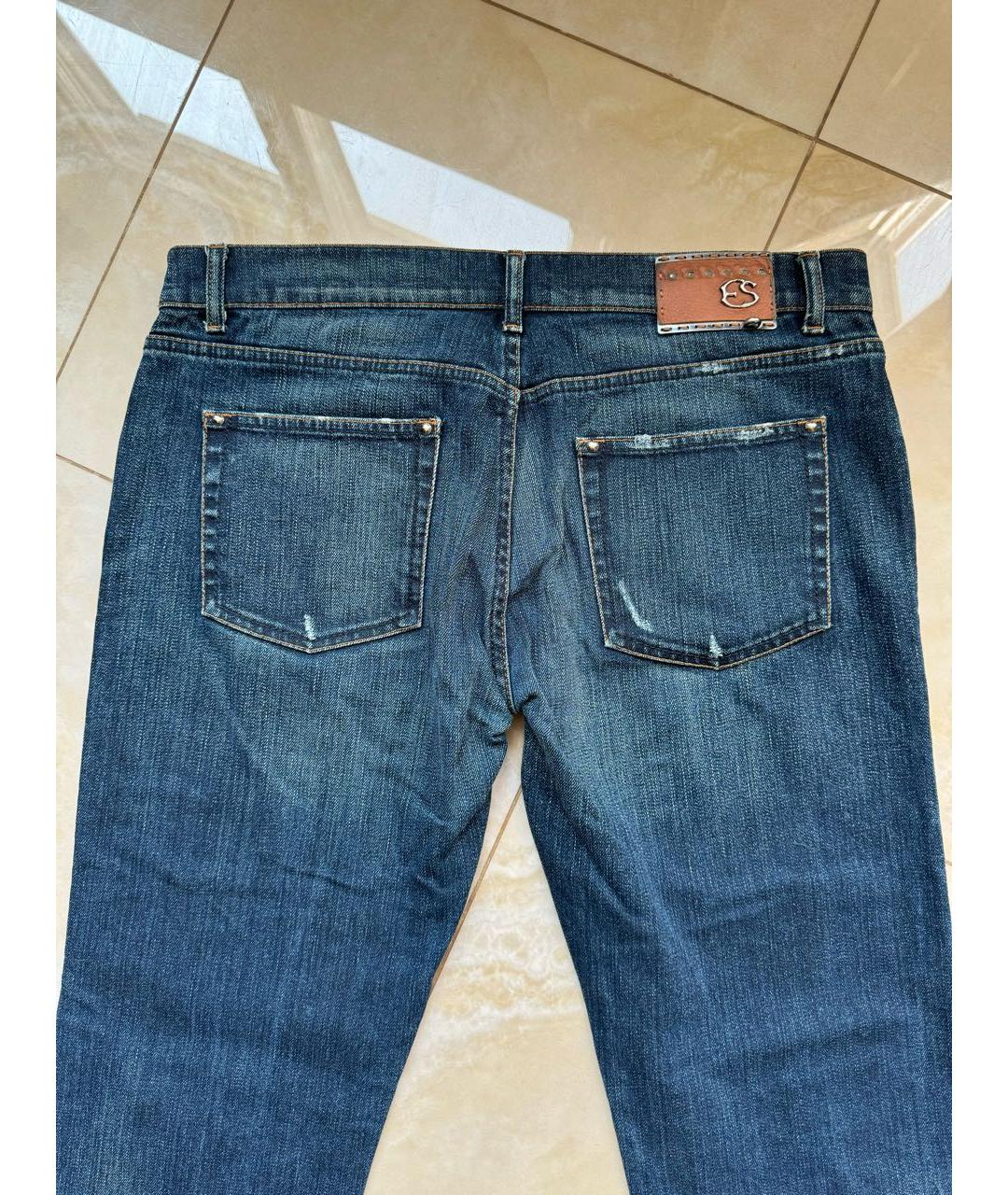 ERMANNO SCERVINO Темно-синие хлопковые прямые джинсы, фото 5