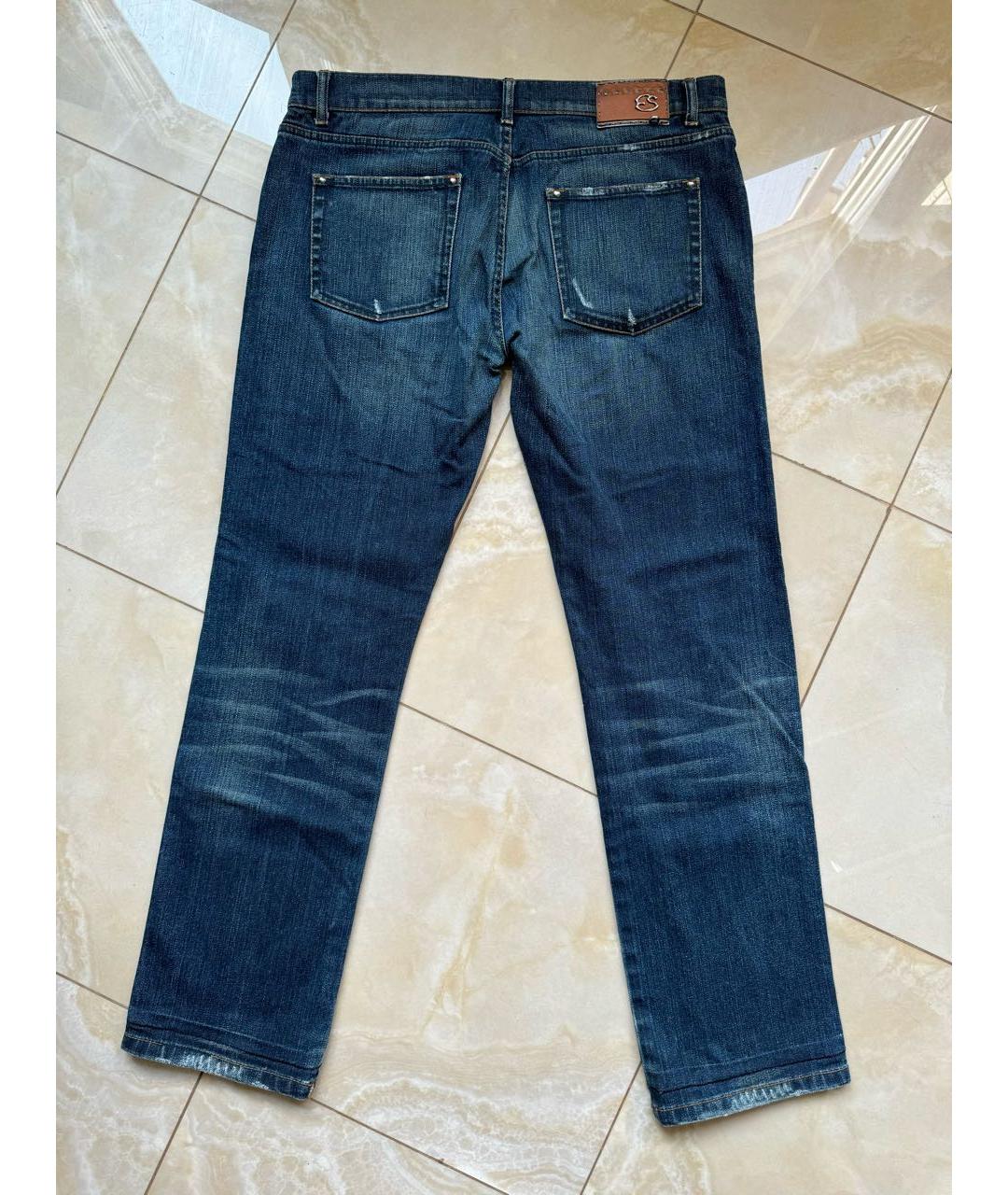ERMANNO SCERVINO Темно-синие хлопковые прямые джинсы, фото 2